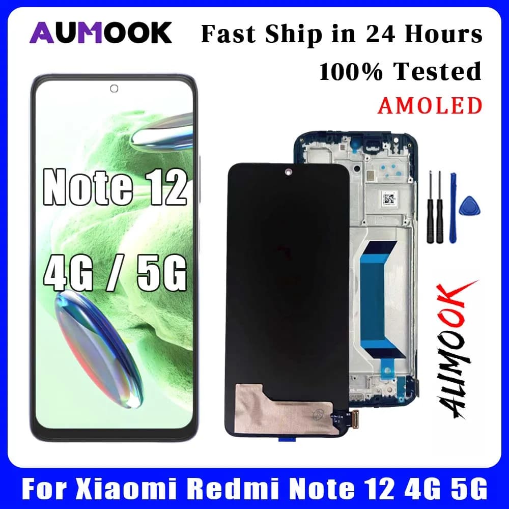 6.67" AMOLED For Xiaomi Redmi Note 12 4G 5G Screen Replacement LCD Display Touch Screen Digitizer 23021RAAEG 22111317I