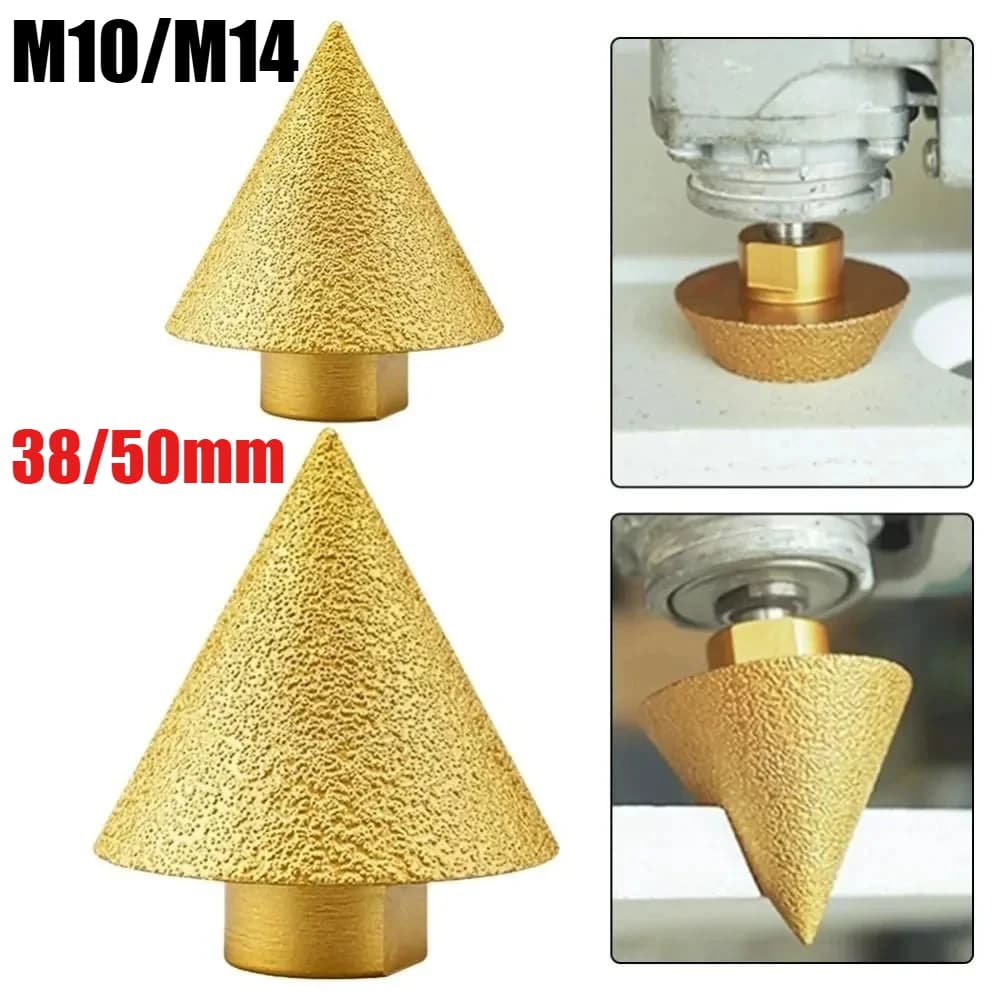 M10/M14 38/50mm Thread Diamond Beveling Chamfer Bit Cone Punching Expanding Drill Bit Grinding Wheel Carve Polishing