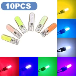 2/10PCS T10 W5W Car LED Bulbs Car Interior Dome Maps Trunk License Plate Lights 12V COB-12SMD 7500K White Yellow Red Blue Pink