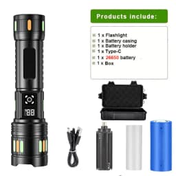 Rechargeable LED Flashlight Zoomable Aluminum Alloy Torch 3 Modes Waterproof High Power Hand Toch Light Outdoor Camping