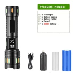 Rechargeable LED Flashlight Zoomable Aluminum Alloy Torch 3 Modes Waterproof High Power Hand Toch Light Outdoor Camping