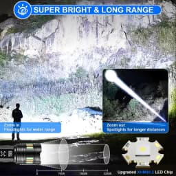 Rechargeable LED Flashlight Zoomable Aluminum Alloy Torch 3 Modes Waterproof High Power Hand Toch Light Outdoor Camping