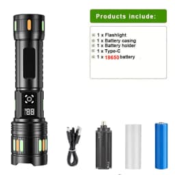 Rechargeable LED Flashlight Zoomable Aluminum Alloy Torch 3 Modes Waterproof High Power Hand Toch Light Outdoor Camping