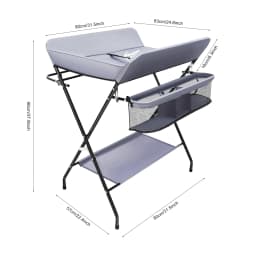 Foldable Baby Diaper Changing Table with Storage Basket, Portable Dresser Station with Safety Strap & Height Ruler for Nursery