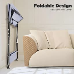 Foldable Baby Diaper Changing Table with Storage Basket, Portable Dresser Station with Safety Strap & Height Ruler for Nursery