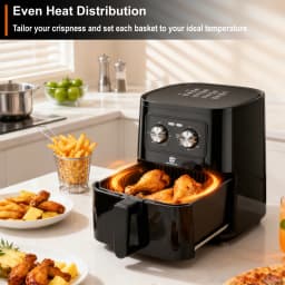 SUPERLEX 5L Air Fryer with Smart Touch Display Adjustable Thermostat 1450W Adjustable Temperature 8 Preset Cooking Modes Cooker