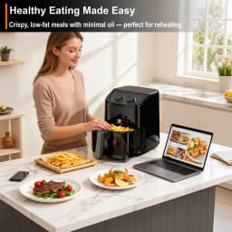 SUPERLEX 5L Air Fryer with Smart Touch Display Adjustable Thermostat 1450W Adjustable Temperature 8 Preset Cooking Modes Cooker