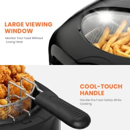 SUPERLEX 2L Electric Deep Fat Fryer 1300W Compact Deep Fryer with Viewing Window, Adjustable Temperature Control, Removable Fry Basket, Easy Clean Mini Fryer for Home Cooking Chips, Fried Snacks