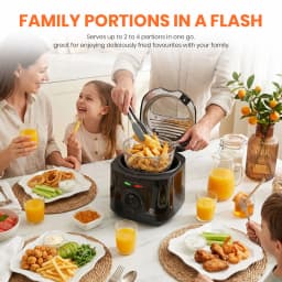 SUPERLEX 2L Electric Deep Fat Fryer 1300W Compact Deep Fryer with Viewing Window, Adjustable Temperature Control, Removable Fry Basket, Easy Clean Mini Fryer for Home Cooking Chips, Fried Snacks