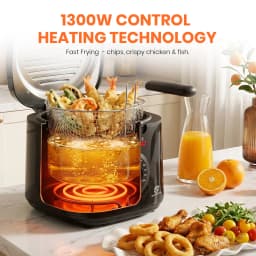 SUPERLEX 2L Electric Deep Fat Fryer 1300W Compact Deep Fryer with Viewing Window, Adjustable Temperature Control, Removable Fry Basket, Easy Clean Mini Fryer for Home Cooking Chips, Fried Snacks