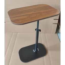 C Shaped Side Table Portable Corner Table for Small Spaces (Walnut Desktop)