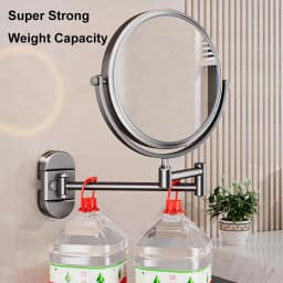 8 inch Wall Folding Mounted Makeup Mirror Double Side 3X No Drilling Adjustable Vanity Mirror for Bathroom & Bedroom