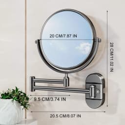 8 inch Wall Folding Mounted Makeup Mirror Double Side 3X No Drilling Adjustable Vanity Mirror for Bathroom & Bedroom
