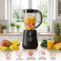 SUPERLEX 500W 2 in 1 Blender With 1.5L Glass Jar Powerful Performance 2 Speeds With Chopping Kneading Grinding Blender Fruit Mix
