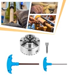 Wood Lathe Chuck 4-Jaw 3.78" Diameter Turning Machine Accessories Self-Centering Tool with Wrenches Screw for Woodworking