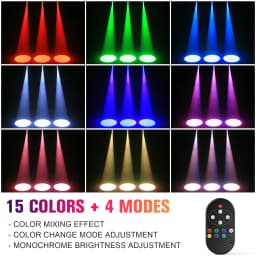 Leleght 4Pcs 20W Pinspot Lights With Remote Control RGBW LED Beam Spotlight Dimmable Disco Stage Lights For Wedding Party Club