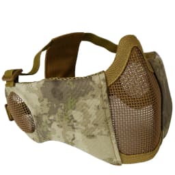 Tactical Airsoft Mask Half Face Paintball Shooting CS Foldable Steel Mesh Mask With Ear Protection Militar Hunting Cosplay Mask