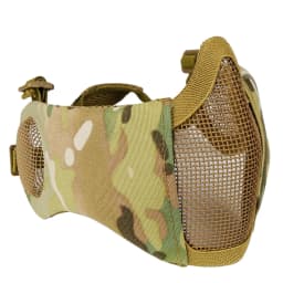 Tactical Airsoft Mask Half Face Paintball Shooting CS Foldable Steel Mesh Mask With Ear Protection Militar Hunting Cosplay Mask