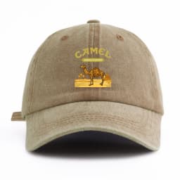 1pc Camel Print Washed Baseball Cap for Adults, Minimalist Retro Style Casual Soft Adjustable Dad Hat, Perfect As Gift