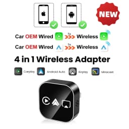 2026 Upgrade 4 In1 Wired to Wireless CarPlay Android Auto AirPlay Mirror Link Stable Bluetooth Adapter For Audi Benz Toyota VW