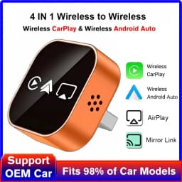 2026 Upgrade 4 In1 Wired to Wireless CarPlay Android Auto AirPlay Mirror Link Stable Bluetooth Adapter For Audi Benz Toyota VW