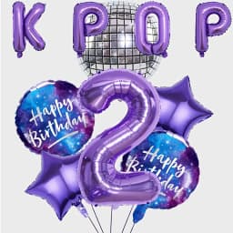 10pcs Purple Kpop Theme Birthday Foil Balloon Set 32 Inch Number 0-9 Balloon Birthday Party Decorations Anniversary Celebrations