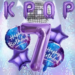 10pcs Purple Kpop Theme Birthday Foil Balloon Set 32 Inch Number 0-9 Balloon Birthday Party Decorations Anniversary Celebrations