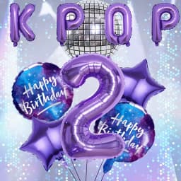 10pcs Purple Kpop Theme Birthday Foil Balloon Set 32 Inch Number 0-9 Balloon Birthday Party Decorations Anniversary Celebrations