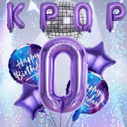 10pcs Purple Kpop Theme Birthday Foil Balloon Set 32 Inch Number 0-9 Balloon Birthday Party Decorations Anniversary Celebrations