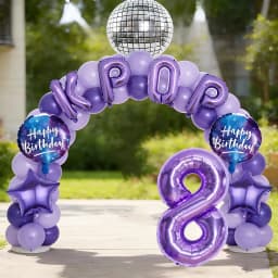 10pcs Purple Kpop Theme Birthday Foil Balloon Set 32 Inch Number 0-9 Balloon Birthday Party Decorations Anniversary Celebrations