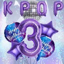 10pcs Purple Kpop Theme Birthday Foil Balloon Set 32 Inch Number 0-9 Balloon Birthday Party Decorations Anniversary Celebrations