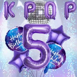 10pcs Purple Kpop Theme Birthday Foil Balloon Set 32 Inch Number 0-9 Balloon Birthday Party Decorations Anniversary Celebrations