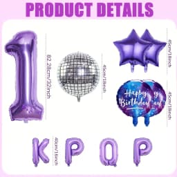 10pcs Purple Kpop Theme Birthday Foil Balloon Set 32 Inch Number 0-9 Balloon Birthday Party Decorations Anniversary Celebrations