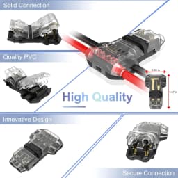 10/12/24 PCS Low Voltage Wire Connectors Solid Connection,T Tap Wire Connectors, T Type 2 Pins Wire Splice Connectors