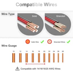 10/12/24 PCS Low Voltage Wire Connectors Solid Connection,T Tap Wire Connectors, T Type 2 Pins Wire Splice Connectors