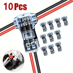 10/12/24 PCS Low Voltage Wire Connectors Solid Connection,T Tap Wire Connectors, T Type 2 Pins Wire Splice Connectors