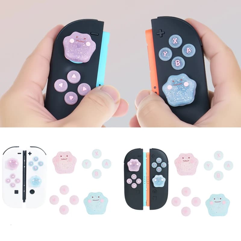 Cute Bling Silicone Soft D-pad Button ABXY Key Sticker Skin Case For Switch 2/NS Oled Joy-con Thumb Stick Grip Cap Cover