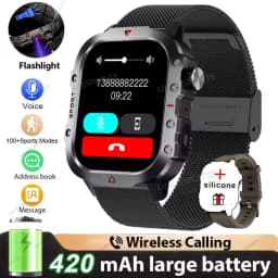 2026 New Military-grade Smart Watch Men GPS Flashlight 3ATM Waterproof Watch Bluetooth Call 100+Sport Outdoor Smartwatch Pk HT30