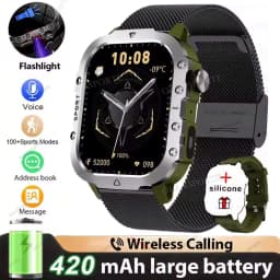 2026 New Military-grade Smart Watch Men GPS Flashlight 3ATM Waterproof Watch Bluetooth Call 100+Sport Outdoor Smartwatch Pk HT30