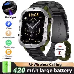 2026 New Military-grade Smart Watch Men GPS Flashlight 3ATM Waterproof Watch Bluetooth Call 100+Sport Outdoor Smartwatch Pk HT30