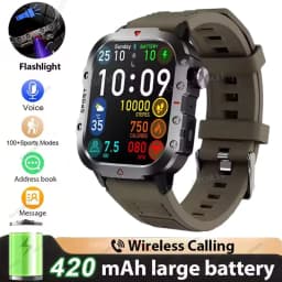 2026 New Military-grade Smart Watch Men GPS Flashlight 3ATM Waterproof Watch Bluetooth Call 100+Sport Outdoor Smartwatch Pk HT30