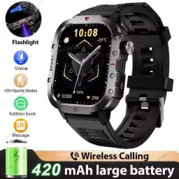 2026 New Military-grade Smart Watch Men GPS Flashlight 3ATM Waterproof Watch Bluetooth Call 100+Sport Outdoor Smartwatch Pk HT30
