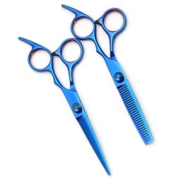 Hair Scissors 6" Japan Stainless Hairdressing Scissors Blue Hair Scissors Barber Shop Thinning Scissors Haircut Set Comb C1001