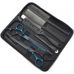 Hair Scissors 6" Japan Stainless Hairdressing Scissors Blue Hair Scissors Barber Shop Thinning Scissors Haircut Set Comb C1001