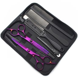 Hair Scissors 6" Japan Stainless Hairdressing Scissors Blue Hair Scissors Barber Shop Thinning Scissors Haircut Set Comb C1001