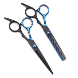 Hair Scissors 6" Japan Stainless Hairdressing Scissors Blue Hair Scissors Barber Shop Thinning Scissors Haircut Set Comb C1001