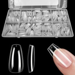 600pcs/box Clear Nail Tips Set, Medium/Long Coffin, Square, Almond, Stiletto, Oval, Round Shape, 10/12 Sizes, Press On Nails, Ma