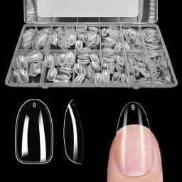 600pcs/box Clear Nail Tips Set, Medium/Long Coffin, Square, Almond, Stiletto, Oval, Round Shape, 10/12 Sizes, Press On Nails, Ma