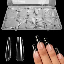 600pcs/box Clear Nail Tips Set, Medium/Long Coffin, Square, Almond, Stiletto, Oval, Round Shape, 10/12 Sizes, Press On Nails, Ma