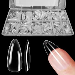 600pcs/box Clear Nail Tips Set, Medium/Long Coffin, Square, Almond, Stiletto, Oval, Round Shape, 10/12 Sizes, Press On Nails, Ma